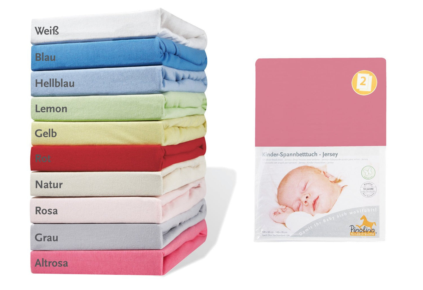 Pinolino Stræklagen til Baby og Juniorseng 2 stk., Jersey/Gammel Rosa
