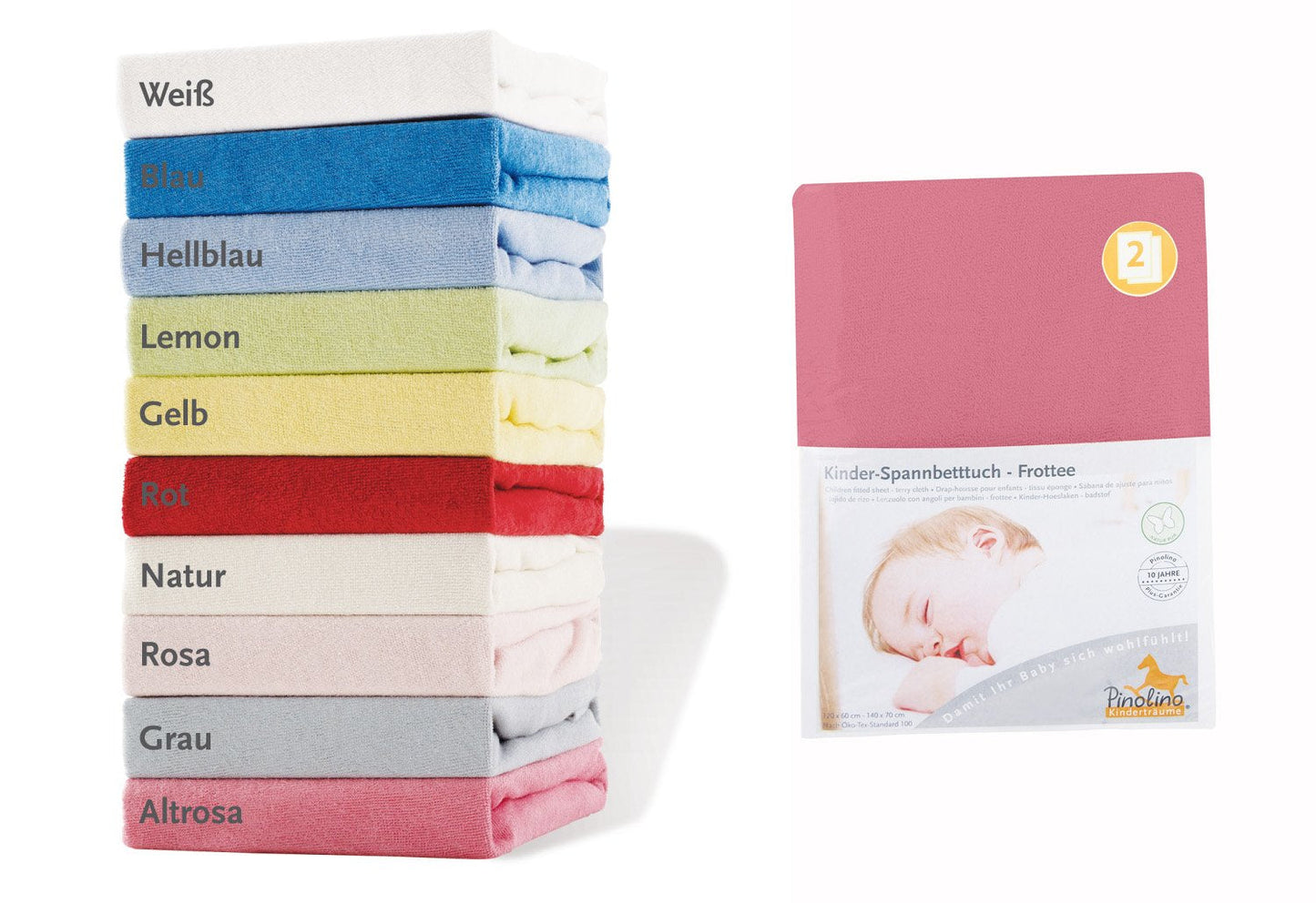 Pinolino Stræklagen til Babyseng 2 stk. , Frotté/Gammel Rosa